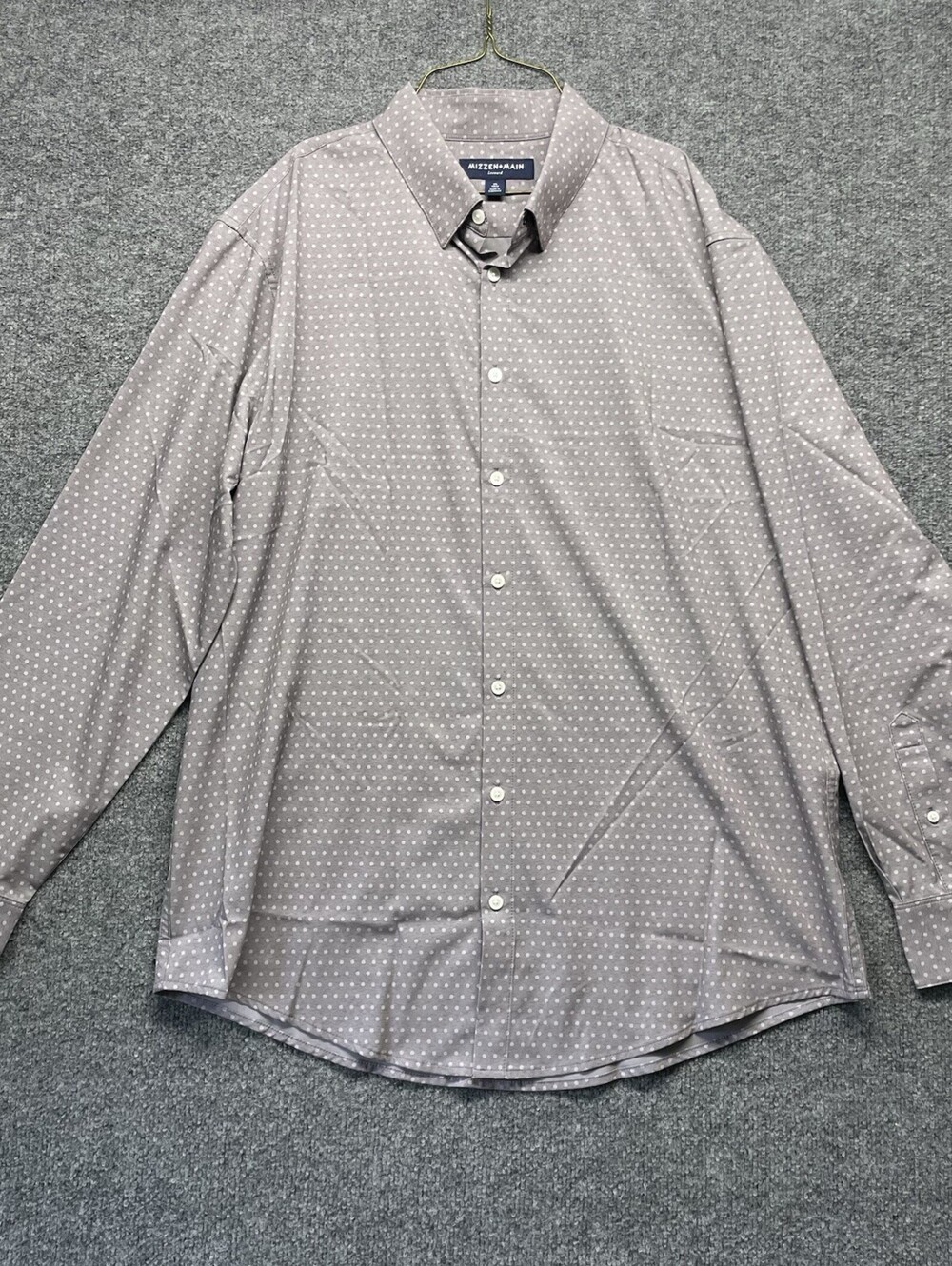Mizzen+Main Leeward XL Trim Gray Micro Dot Performance Dress Shirt Long Sleeve